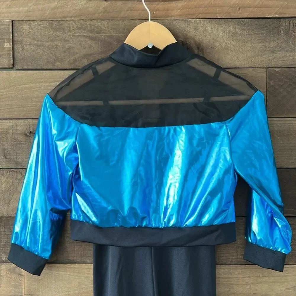 NWOT Weissman Showtime Girl's As Long As You Love Me Dance Costume in Blue Black